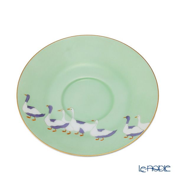 【1点限り】オールドノリタケ 金彩 若葉色蒔き アヒル文 カップ＆ソーサー