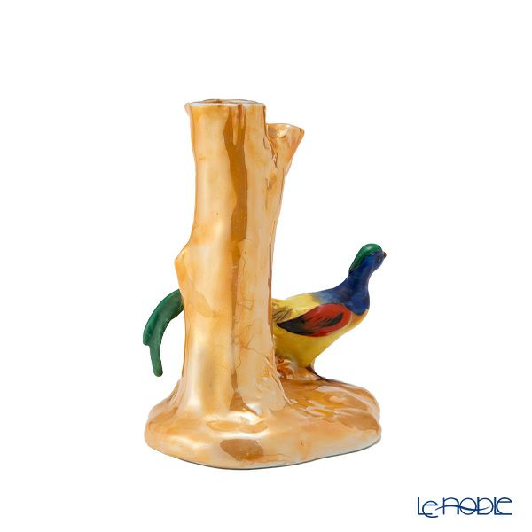 【1点限り】オールドノリタケ アールデコ オレンジラスター彩 二口花瓶 鳥付