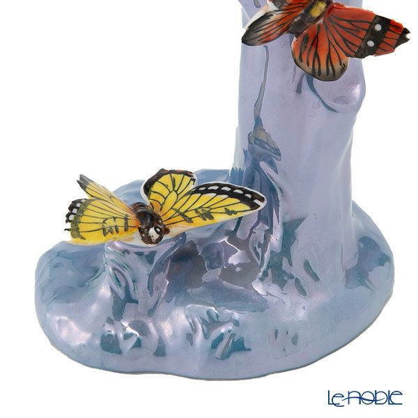 【1点限り】オールドノリタケ アールデコ ブルーラスター彩 二口花瓶 蝶々付