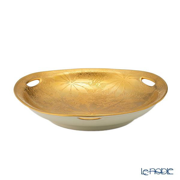 【1点限り】オールドノリタケ 金エッチング花葉模様 ボウル 3つ取っ手付