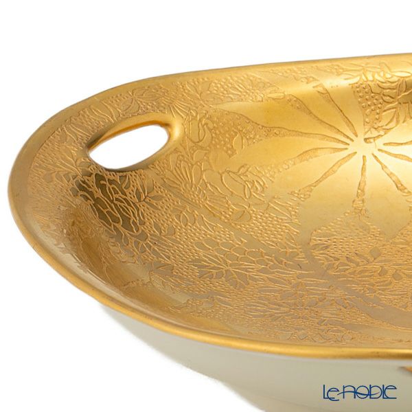 【1点限り】オールドノリタケ 金エッチング花葉模様 ボウル 3つ取っ手付