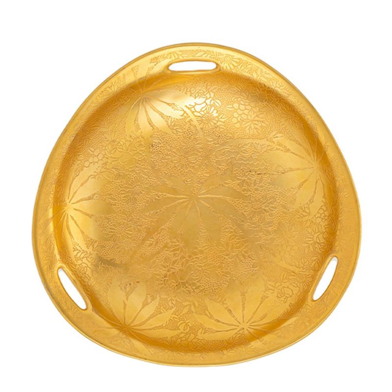 【1点限り】オールドノリタケ 金エッチング花葉模様 ボウル 3つ取っ手付