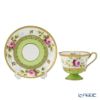 【1点限り】オールドノリタケ 金点盛り 黄緑地 薔薇文 カップ＆ソーサー 高台付