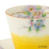 【1点限り】オールドノリタケ 茶枠黄色ぼかし花文 カップ＆ソーサー フラワーハンドル