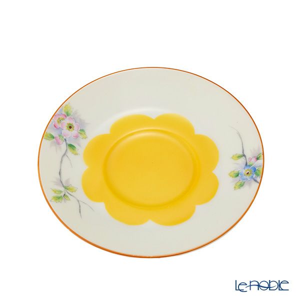 【1点限り】オールドノリタケ 茶枠黄色ぼかし花文 カップ＆ソーサー フラワーハンドル