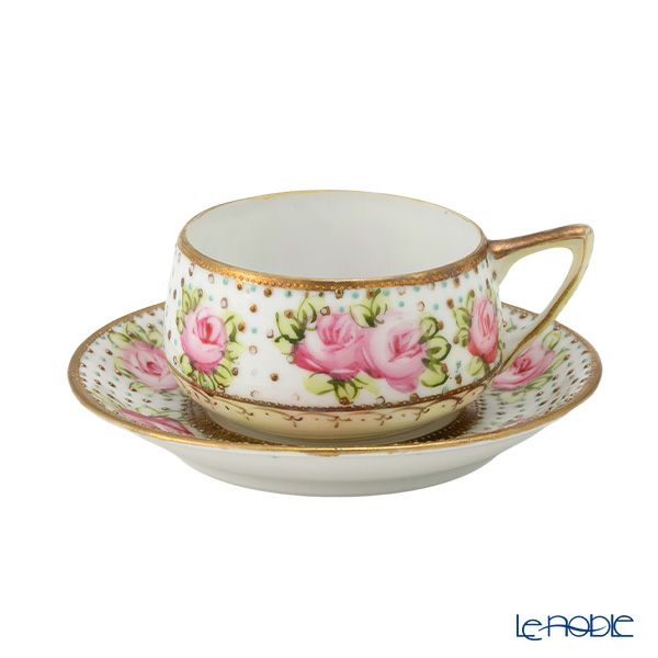 【1点限り】オールドノリタケ 金点盛り ジュール 薔薇文 デミタスカップ＆ソーサー