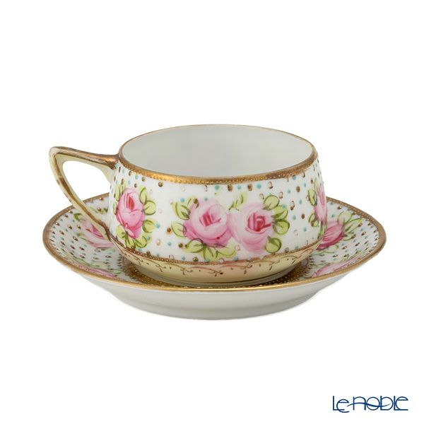 【1点限り】オールドノリタケ 金点盛り ジュール 薔薇文 デミタスカップ＆ソーサー