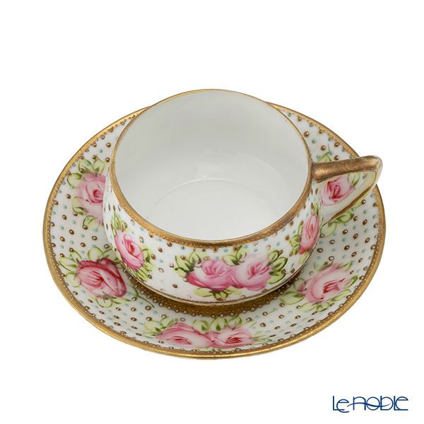 【1点限り】オールドノリタケ 金点盛り ジュール 薔薇文 デミタスカップ＆ソーサー