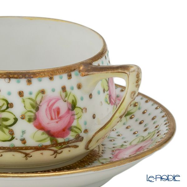 【1点限り】オールドノリタケ 金点盛り ジュール 薔薇文 デミタスカップ＆ソーサー