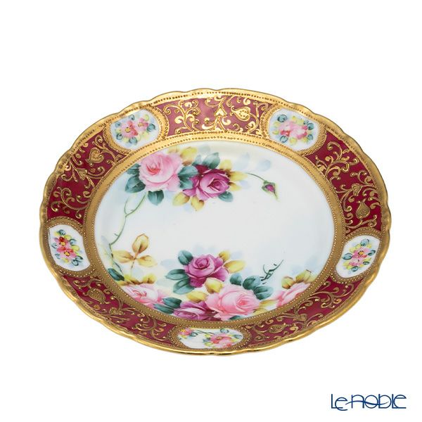 【1点限り】オールドノリタケ 金盛ルビー地帯 薔薇文 トリオセット ティー