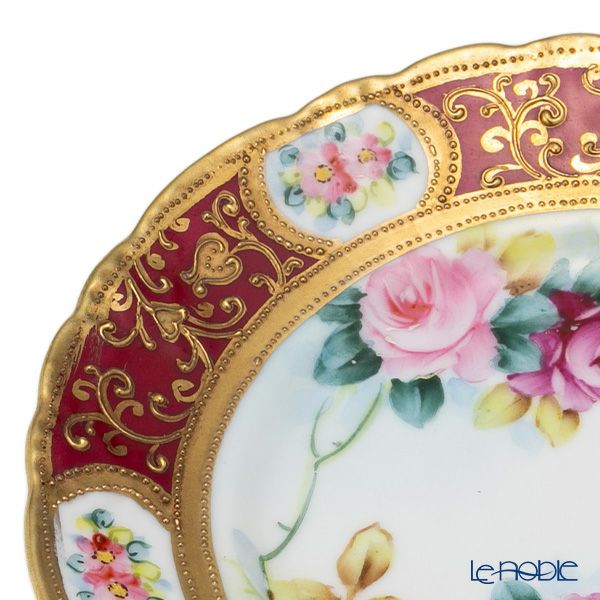 【1点限り】オールドノリタケ 金盛ルビー地帯 薔薇文 トリオセット ティー