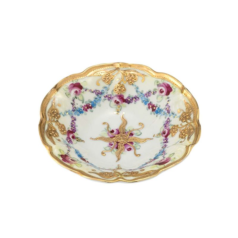 【1点限り】オールドノリタケ 金点盛り 小薔薇 葡萄文 ミニボウル 花型