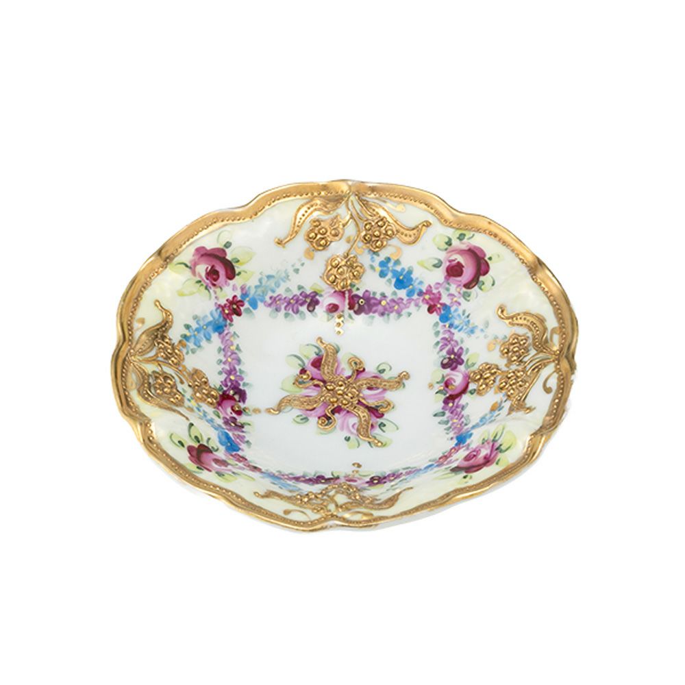 【1点限り】オールドノリタケ 金点盛り 小薔薇 葡萄文 ミニボウル 花型