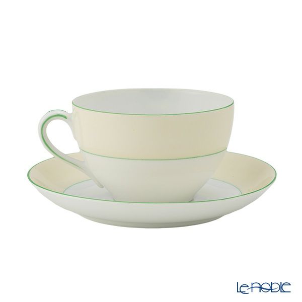 【1点限り】オールドノリタケ 黄緑枠クリーム帯 黄花文 トリオセット ティー