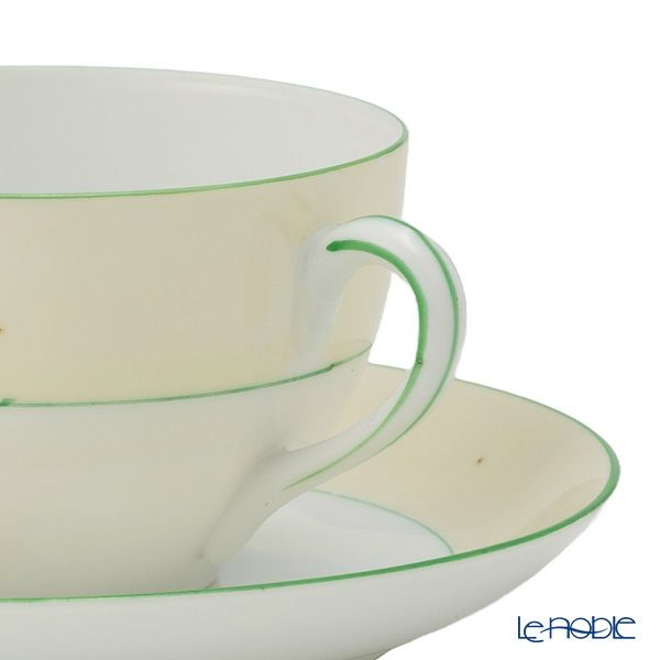 【1点限り】オールドノリタケ 黄緑枠クリーム帯 黄花文 トリオセット ティー