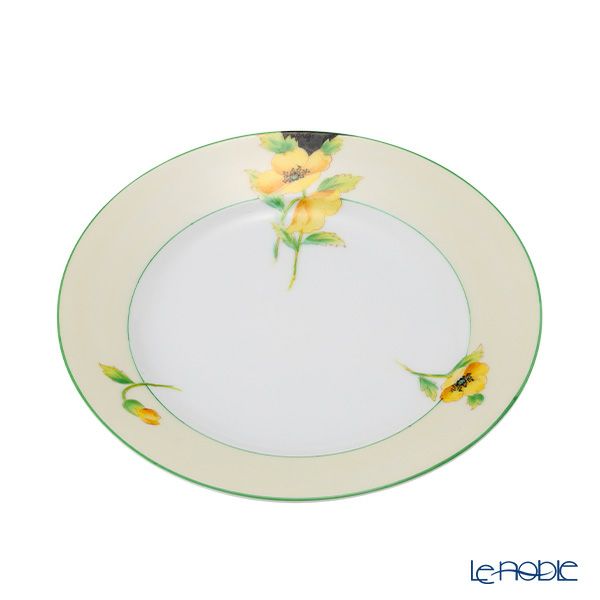 【1点限り】オールドノリタケ 黄緑枠クリーム帯 黄花文 トリオセット ティー