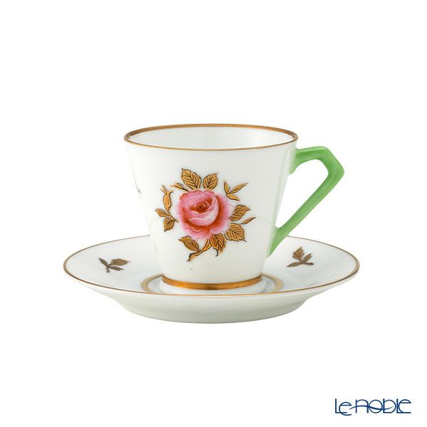 【1点限り】オールドノリタケ 金彩 薔薇文 デミタスカップ＆ソーサー 黄緑