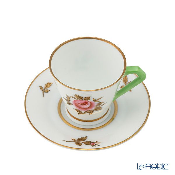 【1点限り】オールドノリタケ 金彩 薔薇文 デミタスカップ＆ソーサー 黄緑