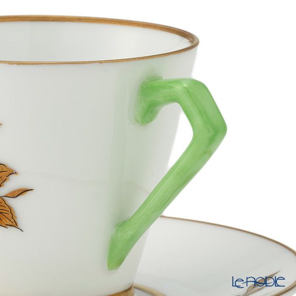 【1点限り】オールドノリタケ 金彩 薔薇文 デミタスカップ＆ソーサー 黄緑