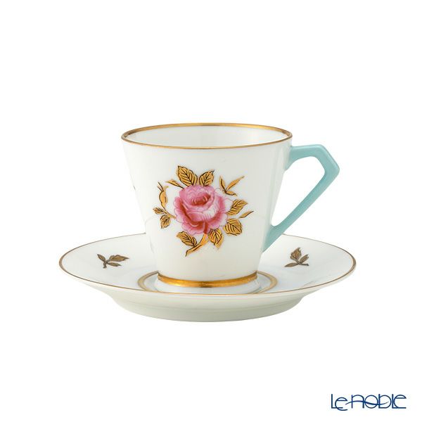 【1点限り】オールドノリタケ 金彩 薔薇文 デミタスカップ＆ソーサー 水色