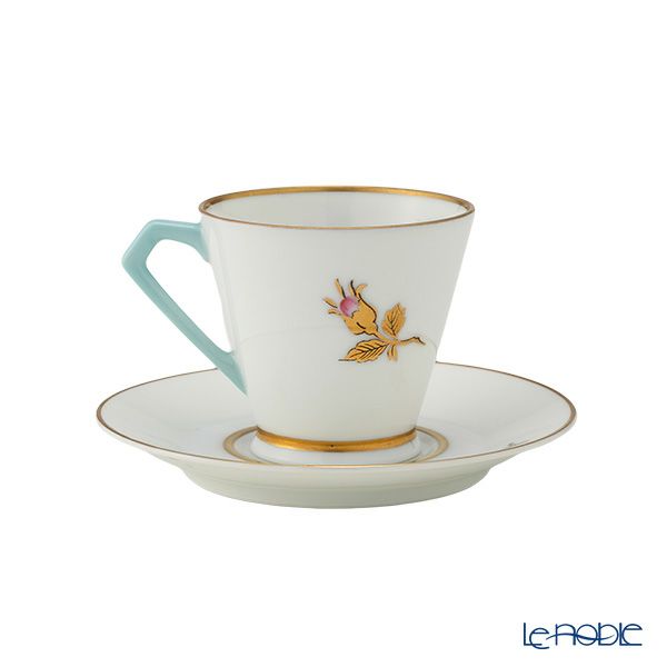 【1点限り】オールドノリタケ 金彩 薔薇文 デミタスカップ＆ソーサー 水色