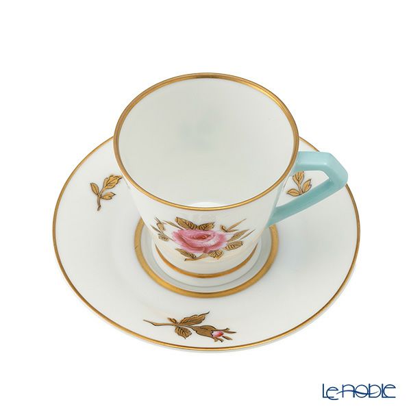 【1点限り】オールドノリタケ 金彩 薔薇文 デミタスカップ＆ソーサー 水色
