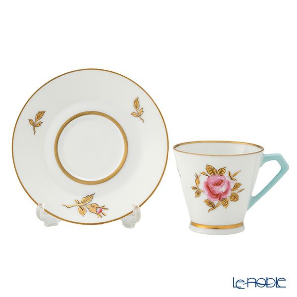 【1点限り】オールドノリタケ 金彩 薔薇文 デミタスカップ＆ソーサー 水色