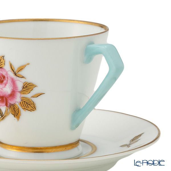 【1点限り】オールドノリタケ 金彩 薔薇文 デミタスカップ＆ソーサー 水色