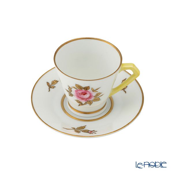 【1点限り】オールドノリタケ 金彩 薔薇文 デミタスカップ＆ソーサー 黄色