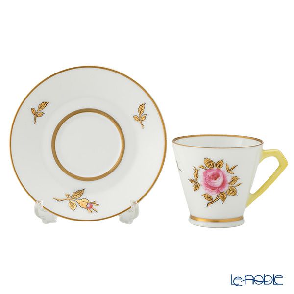 【1点限り】オールドノリタケ 金彩 薔薇文 デミタスカップ＆ソーサー 黄色