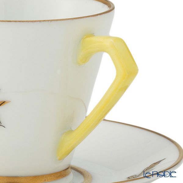 【1点限り】オールドノリタケ 金彩 薔薇文 デミタスカップ＆ソーサー 黄色