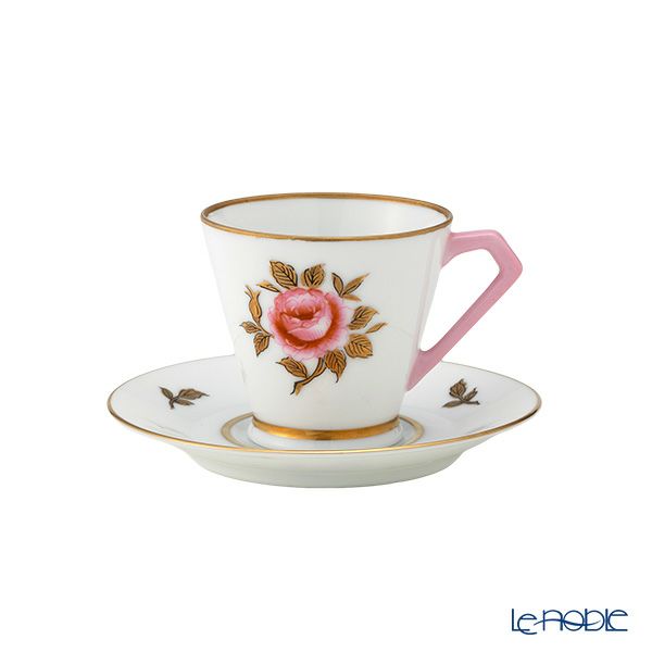 【1点限り】オールドノリタケ 金彩 薔薇文 デミタスカップ＆ソーサー ピンク