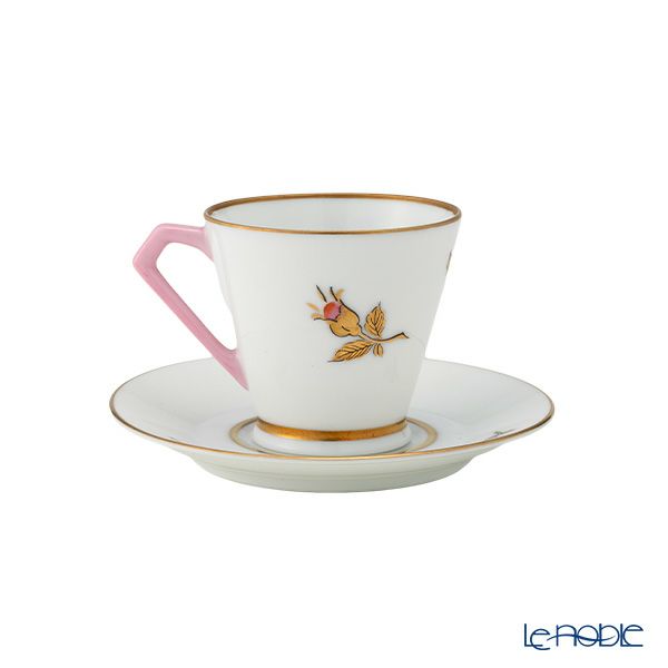 【1点限り】オールドノリタケ 金彩 薔薇文 デミタスカップ＆ソーサー ピンク