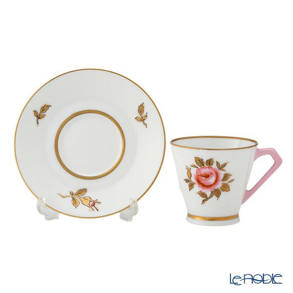 【1点限り】オールドノリタケ 金彩 薔薇文 デミタスカップ＆ソーサー ピンク