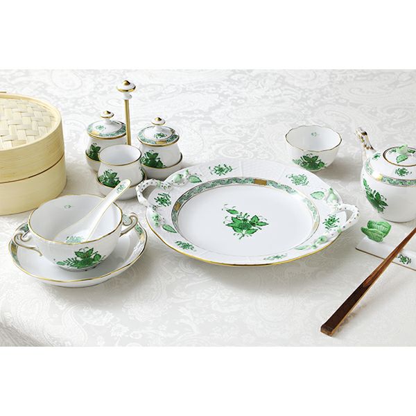 ヘレンド アポニーグリーン AV 00175-0-00 丸ケーキプレート 27.5cm