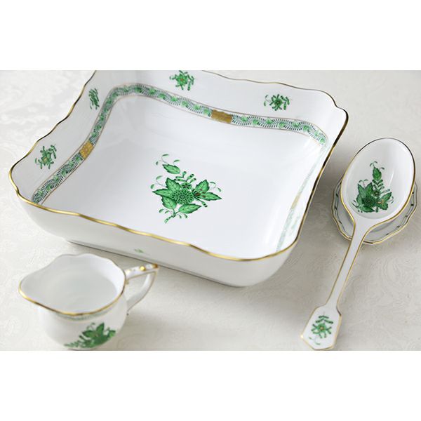 ヘレンド アポニーグリーン AV 00182-0-00 サラダボウル スクエア 21.6cm