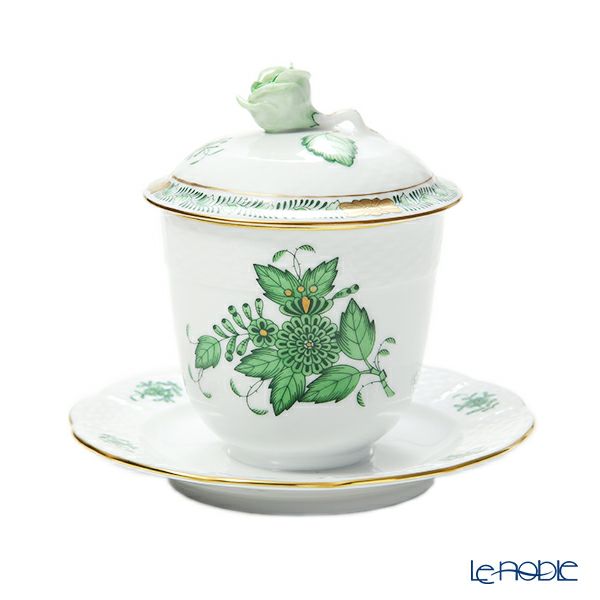 ヘレンド アポニーグリーン 00372-0-09 ジャムポット（ローズ）