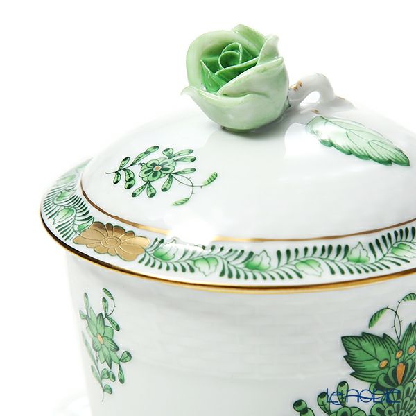 ヘレンド アポニーグリーン 00372-0-09 ジャムポット（ローズ）