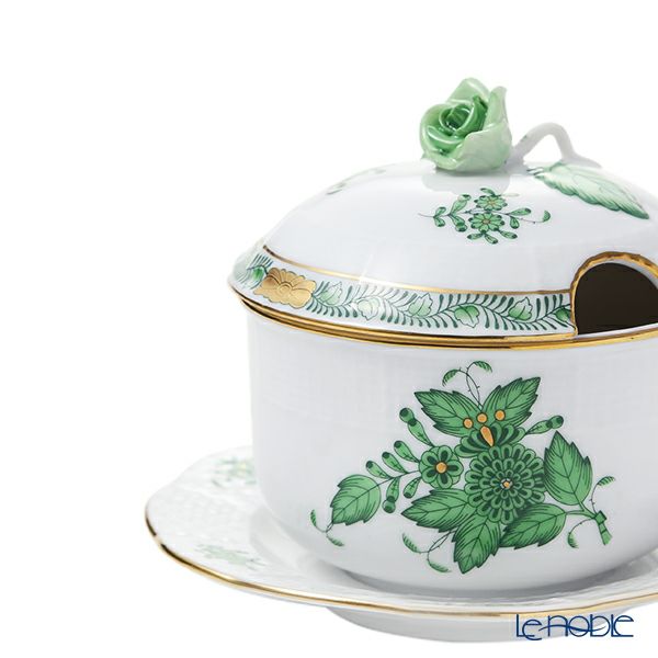 ヘレンド アポニーグリーン 00377-7-09 ジャムポット ローズ 240ml