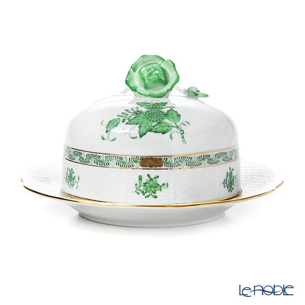 ヘレンド アポニーグリーン 00390-0-09 バターケース（バラ）