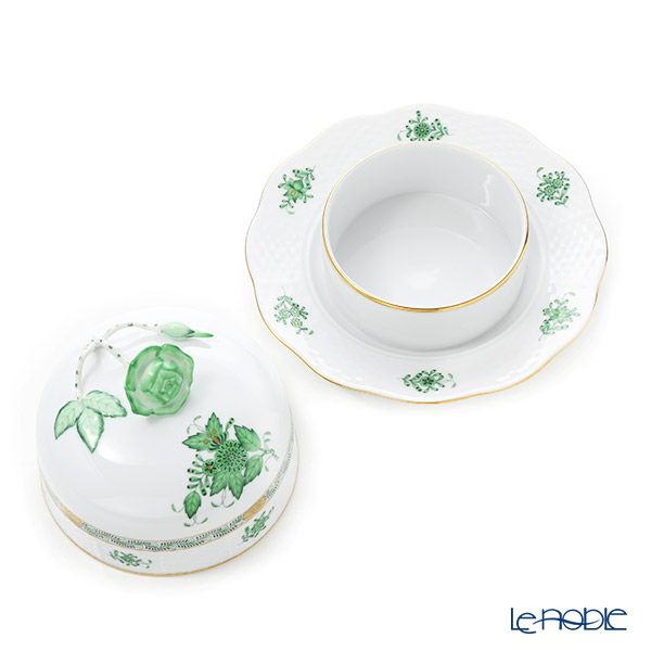 ヘレンド アポニーグリーン 00390-0-09 バターケース（バラ）