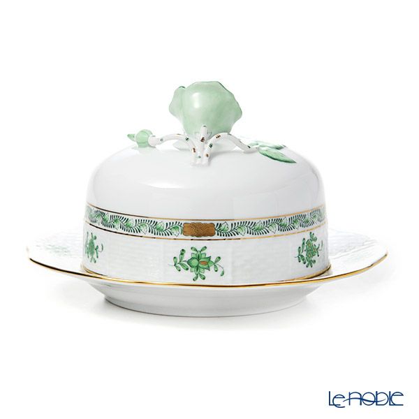 ヘレンド アポニーグリーン 00390-0-09 バターケース（バラ）