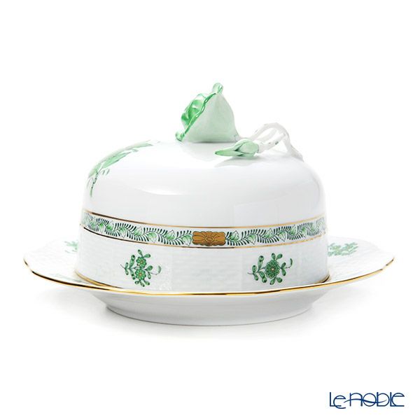 ヘレンド アポニーグリーン 00390-0-09 バターケース（バラ）