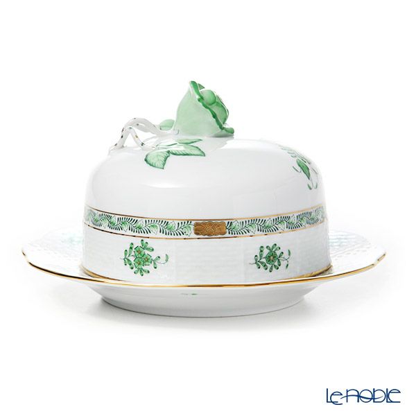 ヘレンド アポニーグリーン 00390-0-09 バターケース（バラ）