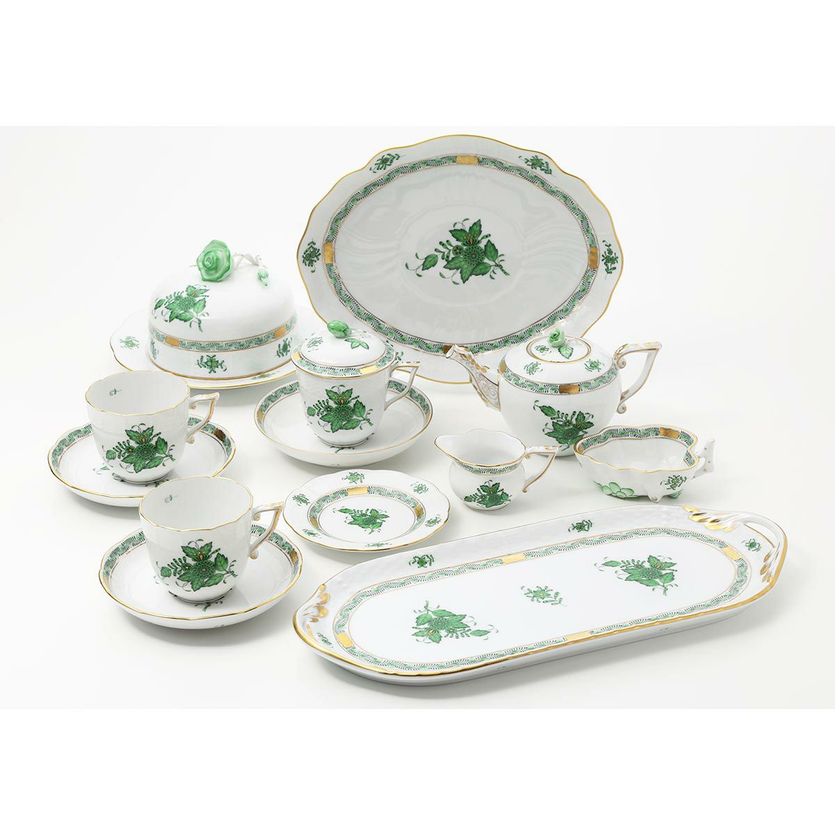 ヘレンド アポニーグリーン 00436-0-00 サンドイッチトレイ 36cm