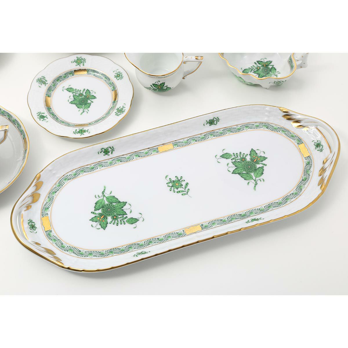 ヘレンド アポニーグリーン 00436-0-00 サンドイッチトレイ 36cm