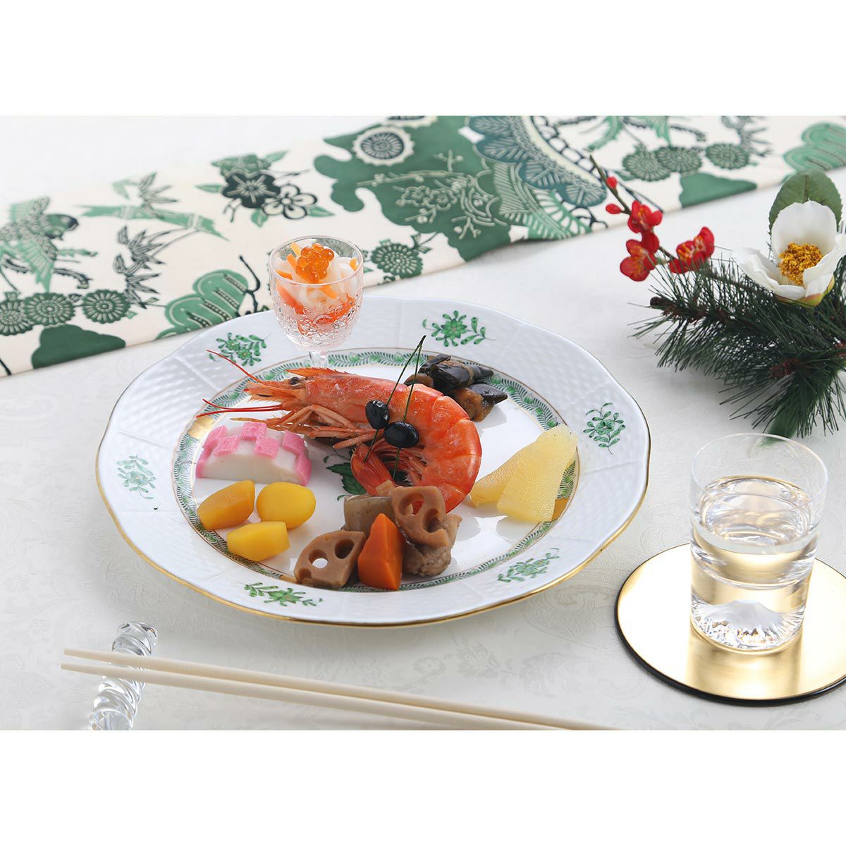 ヘレンド アポニーグリーン 00524-0-00／524 プレート 25cm