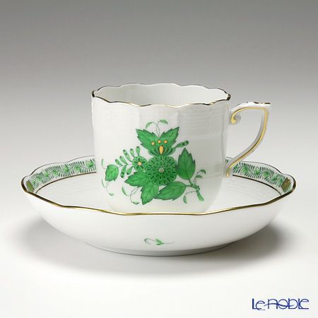 ヘレンド アポニーグリーン 00707-0-00／707 モカカップ＆ソーサー 150ml