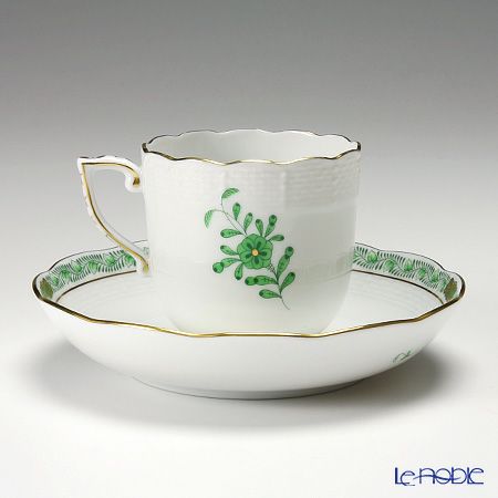 ヘレンド アポニーグリーン 00707-0-00／707 モカカップ＆ソーサー 150ml