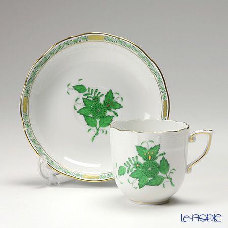 ヘレンド アポニーグリーン 00707-0-00／707 モカカップ＆ソーサー 150ml